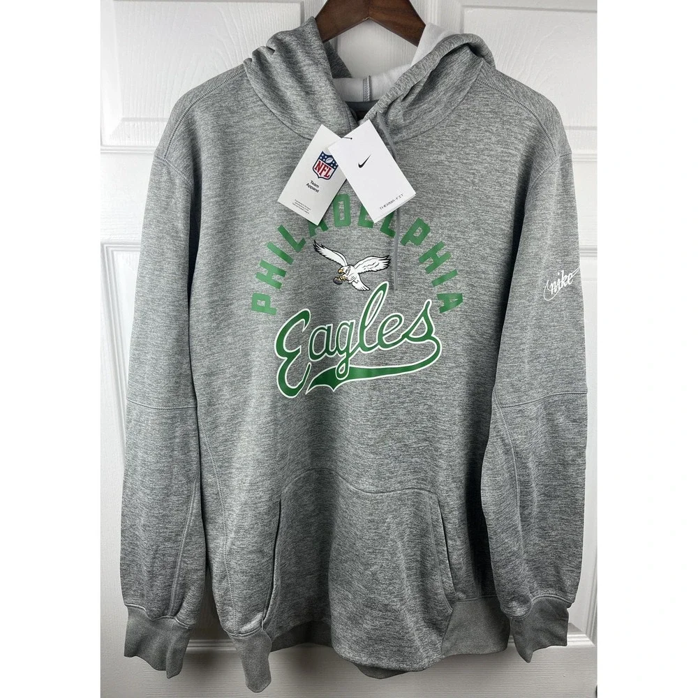 Philadelphia Eagles Nike Hoodie Mens Large Gray NFL‎ Retro Logo Sweatshirt NEW